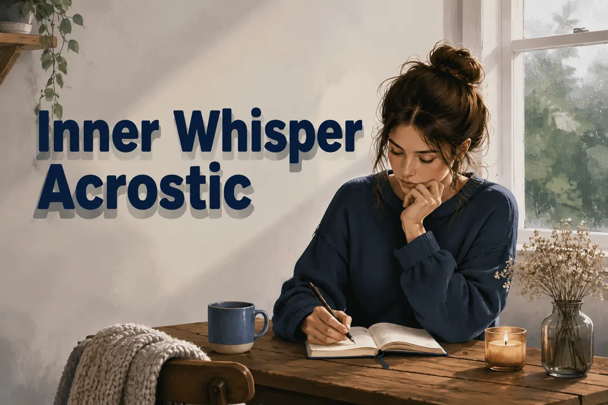 Atmospheric poster for the Inner Whisper Acrostic template