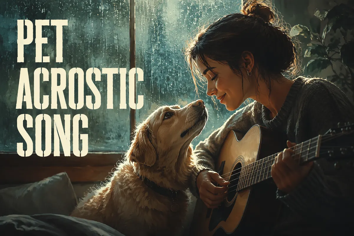 Atmospheric poster for the Pet Acrostic Song template