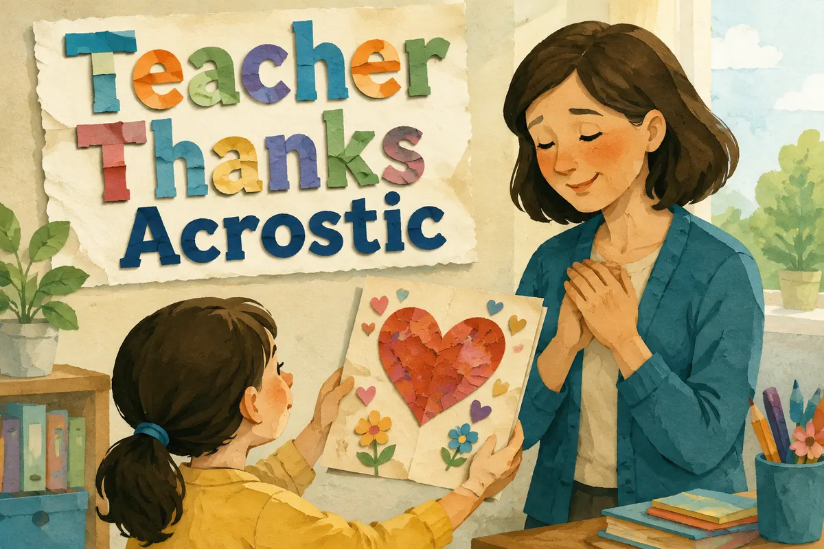 Atmospheric poster for the Teacher Thanks Acrostic template