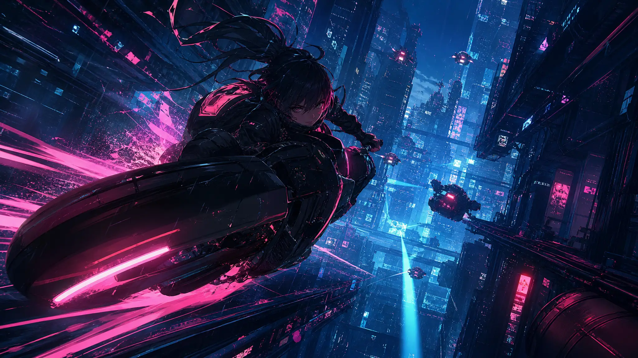 Atmospheric poster for the Cyberpunk City BGM template